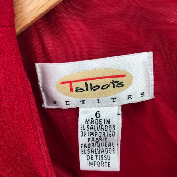 Talbots Dress Womens 6 Petite Red Wool Sheath Crepe Mini Short Sleeve Vintage - Picture 6 of 13